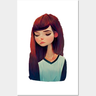 Sad cute girl Posters and Art